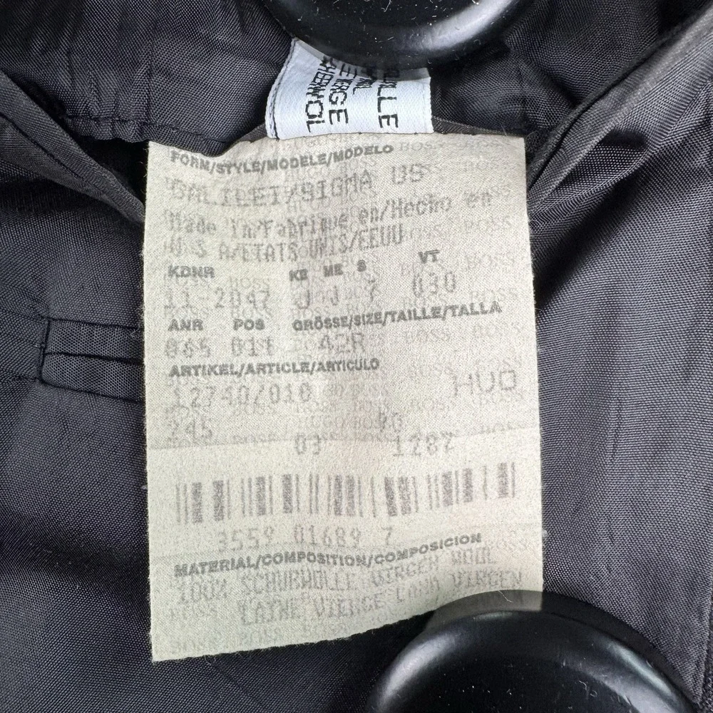Hugo Boss Suit Jacket 44R Blue Wool Striped Edison1/Power Luxury Designer FLAW *
